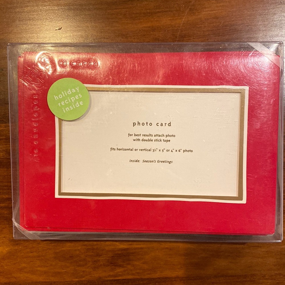 NIB Frances Meyer Christmas Photo Holder Card Total 20 Red Card White Envelope